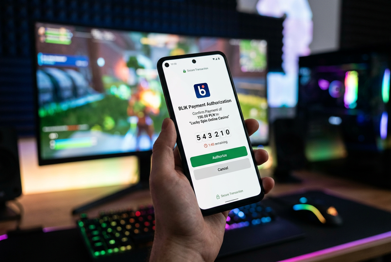 Bezpieczny proces płatności BLIK w kasynie online na smartfonie